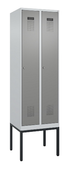 C+P Spind Evolo PLUS 0490307-32 mit Gestell 3 Abt.je 400mm Drehriegel (HxBxT) 2120x1200x815mm 7035/2004