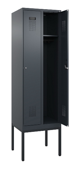 C+P Spind Evolo PLUS 0490307-32 mit Gestell 3 Abt.je 400mm Drehriegel (HxBxT) 2120x1200x815mm 7035/2004