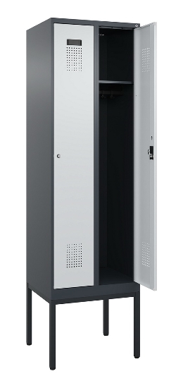 C+P Spind Evolo PLUS 0490307-32 mit Gestell 3 Abt.je 400mm Drehriegel (HxBxT) 2120x1200x815mm 7035/2004