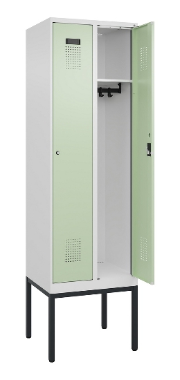 C+P Spind Evolo PLUS 0490307-32 mit Gestell 3 Abt.je 400mm Drehriegel (HxBxT) 2120x1200x815mm 7035/2004
