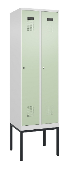 C+P Spind Evolo PLUS 0490307-32 mit Gestell 3 Abt.je 400mm Drehriegel (HxBxT) 2120x1200x815mm 7035/2004