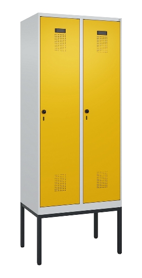 C+P Spind Evolo PLUS 0490307-32 mit Gestell 3 Abt.je 400mm Drehriegel (HxBxT) 2120x1200x815mm 7035/2004