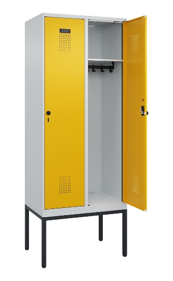 C+P Spind Evolo PLUS 0490307-32 mit Gestell 3 Abt.je 400mm Drehriegel (HxBxT) 2120x1200x815mm 7035/2004