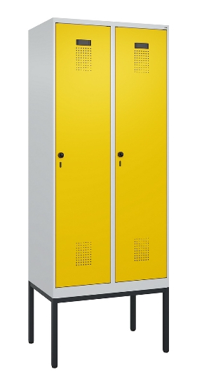 C+P Spind Evolo PLUS 0490307-32 mit Gestell 3 Abt.je 400mm Drehriegel (HxBxT) 2120x1200x815mm 7035/2004