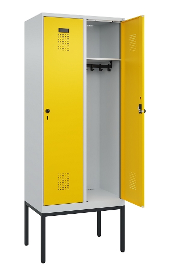 C+P Spind Evolo PLUS 0490307-32 mit Gestell 3 Abt.je 400mm Drehriegel (HxBxT) 2120x1200x815mm 7035/2004