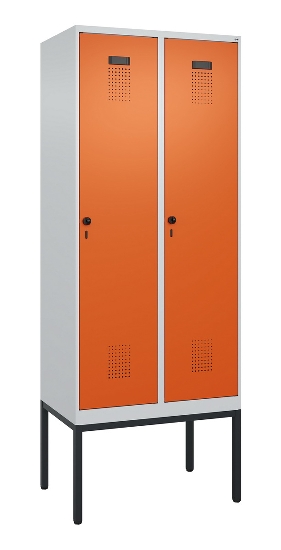 C+P Spind Evolo PLUS 0490307-32 mit Gestell 3 Abt.je 400mm Drehriegel (HxBxT) 2120x1200x815mm 7035/2004