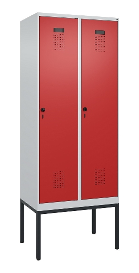 C+P Spind Evolo PLUS 0490307-32 mit Gestell 3 Abt.je 400mm Drehriegel (HxBxT) 2120x1200x815mm 7035/2004