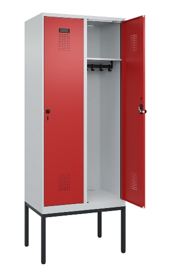 C+P Spind Evolo PLUS 0490307-32 mit Gestell 3 Abt.je 400mm Drehriegel (HxBxT) 2120x1200x815mm 7035/2004