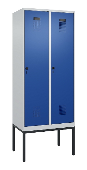 C+P Spind Evolo PLUS 0490307-32 mit Gestell 3 Abt.je 400mm Drehriegel (HxBxT) 2120x1200x815mm 7035/2004