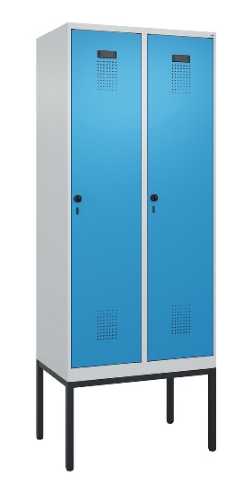 C+P Spind Evolo PLUS 0490307-32 mit Gestell 3 Abt.je 400mm Drehriegel (HxBxT) 2120x1200x815mm 7035/2004