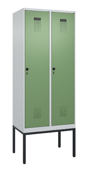 C+P Spind Evolo PLUS 0490307-32 mit Gestell 3 Abt.je 400mm Drehriegel (HxBxT) 2120x1200x815mm 7035/2004