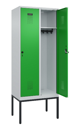 C+P Spind Evolo PLUS 0490307-32 mit Gestell 3 Abt.je 400mm Drehriegel (HxBxT) 2120x1200x815mm 7035/2004