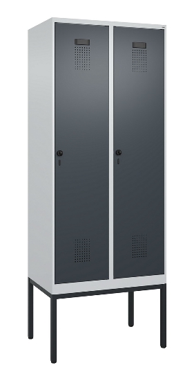 C+P Spind Evolo PLUS 0490307-32 mit Gestell 3 Abt.je 400mm Drehriegel (HxBxT) 2120x1200x815mm 7035/2004