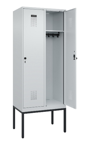 C+P Spind Evolo PLUS 0490307-32 mit Gestell 3 Abt.je 400mm Drehriegel (HxBxT) 2120x1200x815mm 7035/2004