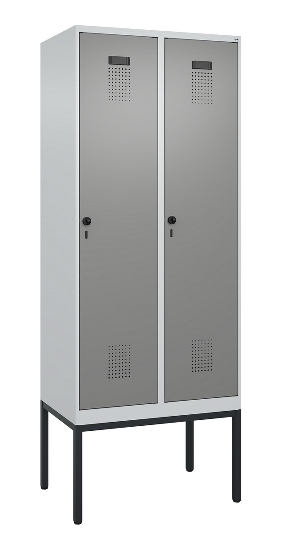 C+P Spind Evolo PLUS 0490307-32 mit Gestell 3 Abt.je 400mm Drehriegel (HxBxT) 2120x1200x815mm 7035/2004