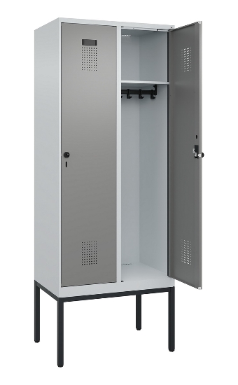 C+P Spind Evolo PLUS 0490307-32 mit Gestell 3 Abt.je 400mm Drehriegel (HxBxT) 2120x1200x815mm 7035/2004