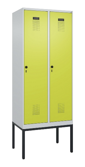 C+P Spind Evolo PLUS 0490307-32 mit Gestell 3 Abt.je 400mm Drehriegel (HxBxT) 2120x1200x815mm 7035/2004