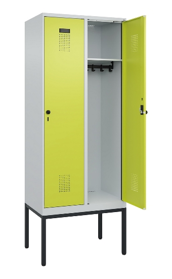C+P Spind Evolo PLUS 0490307-32 mit Gestell 3 Abt.je 400mm Drehriegel (HxBxT) 2120x1200x815mm 7035/2004