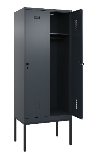 C+P Spind Evolo PLUS 0490307-32 mit Gestell 3 Abt.je 400mm Drehriegel (HxBxT) 2120x1200x815mm 7035/2004