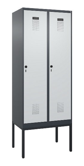 C+P Spind Evolo PLUS 0490307-32 mit Gestell 3 Abt.je 400mm Drehriegel (HxBxT) 2120x1200x815mm 7035/2004