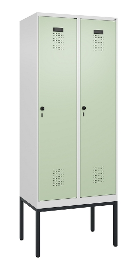 C+P Spind Evolo PLUS 0490307-32 mit Gestell 3 Abt.je 400mm Drehriegel (HxBxT) 2120x1200x815mm 7035/2004