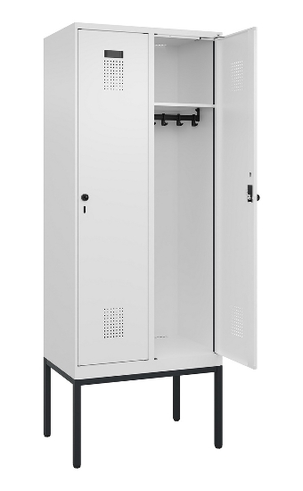 C+P Spind Evolo PLUS 0490307-32 mit Gestell 3 Abt.je 400mm Drehriegel (HxBxT) 2120x1200x815mm 7035/2004