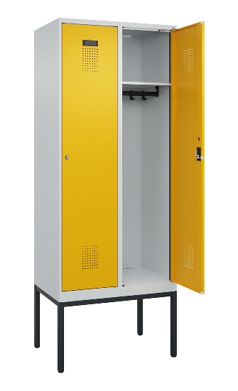 C+P Spind Evolo PLUS 0490307-32 mit Gestell 3 Abt.je 400mm Drehriegel (HxBxT) 2120x1200x815mm 7035/2004