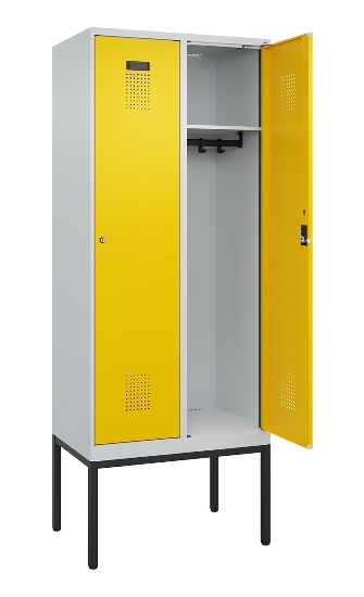 C+P Spind Evolo PLUS 0490307-32 mit Gestell 3 Abt.je 400mm Drehriegel (HxBxT) 2120x1200x815mm 7035/2004