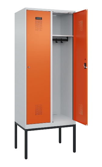 C+P Spind Evolo PLUS 0490307-32 mit Gestell 3 Abt.je 400mm Drehriegel (HxBxT) 2120x1200x815mm 7035/2004