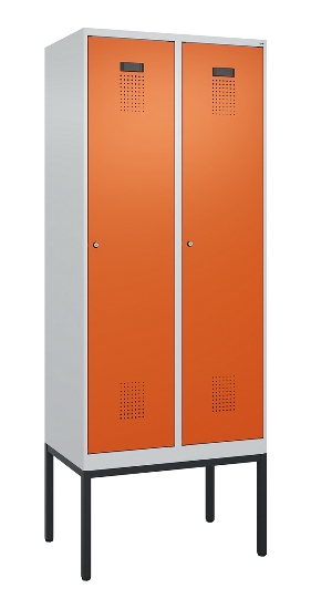 C+P Spind Evolo PLUS 0490307-32 mit Gestell 3 Abt.je 400mm Drehriegel (HxBxT) 2120x1200x815mm 7035/2004