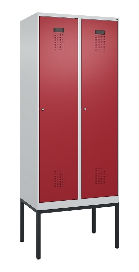 C+P Spind Evolo PLUS 0490307-32 mit Gestell 3 Abt.je 400mm Drehriegel (HxBxT) 2120x1200x815mm 7035/2004