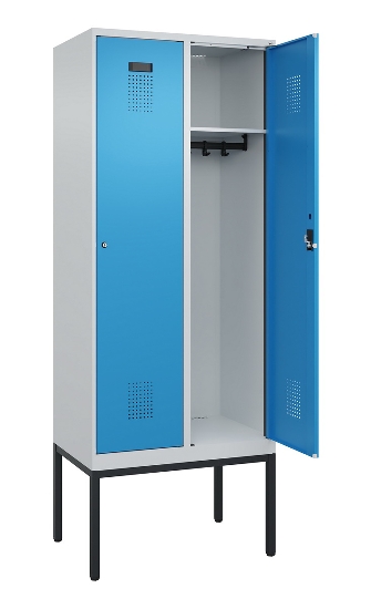 C+P Spind Evolo PLUS 0490307-32 mit Gestell 3 Abt.je 400mm Drehriegel (HxBxT) 2120x1200x815mm 7035/2004