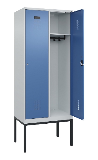 C+P Spind Evolo PLUS 0490307-32 mit Gestell 3 Abt.je 400mm Drehriegel (HxBxT) 2120x1200x815mm 7035/2004