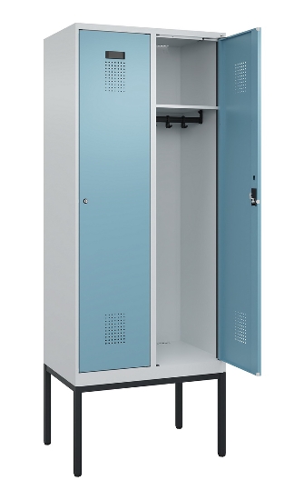 C+P Spind Evolo PLUS 0490307-32 mit Gestell 3 Abt.je 400mm Drehriegel (HxBxT) 2120x1200x815mm 7035/2004
