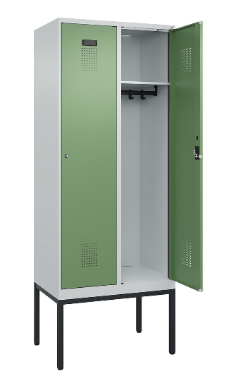 C+P Spind Evolo PLUS 0490307-32 mit Gestell 3 Abt.je 400mm Drehriegel (HxBxT) 2120x1200x815mm 7035/2004