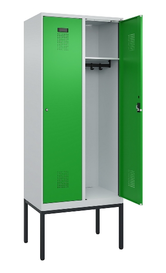 C+P Spind Evolo PLUS 0490307-32 mit Gestell 3 Abt.je 400mm Drehriegel (HxBxT) 2120x1200x815mm 7035/2004