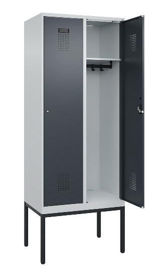 C+P Spind Evolo PLUS 0490307-32 mit Gestell 3 Abt.je 400mm Drehriegel (HxBxT) 2120x1200x815mm 7035/2004
