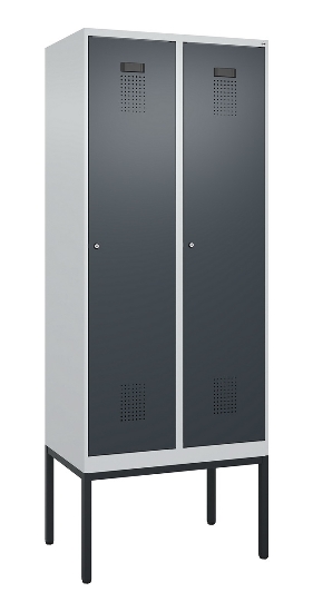 C+P Spind Evolo PLUS 0490307-32 mit Gestell 3 Abt.je 400mm Drehriegel (HxBxT) 2120x1200x815mm 7035/2004