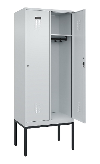 C+P Spind Evolo PLUS 0490307-32 mit Gestell 3 Abt.je 400mm Drehriegel (HxBxT) 2120x1200x815mm 7035/2004