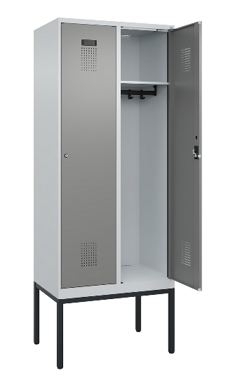 C+P Spind Evolo PLUS 0490307-32 mit Gestell 3 Abt.je 400mm Drehriegel (HxBxT) 2120x1200x815mm 7035/2004