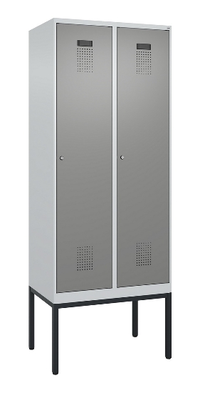 C+P Spind Evolo PLUS 0490307-32 mit Gestell 3 Abt.je 400mm Drehriegel (HxBxT) 2120x1200x815mm 7035/2004