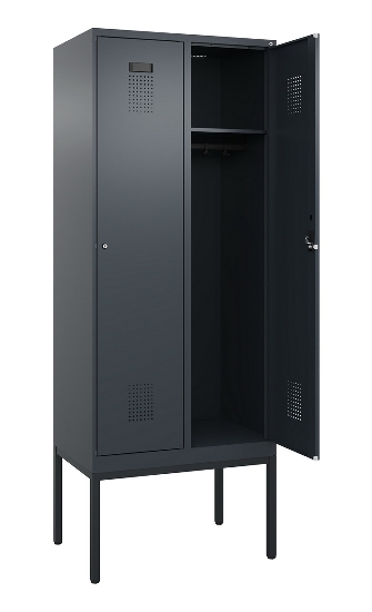 C+P Spind Evolo PLUS 0490307-32 mit Gestell 3 Abt.je 400mm Drehriegel (HxBxT) 2120x1200x815mm 7035/2004