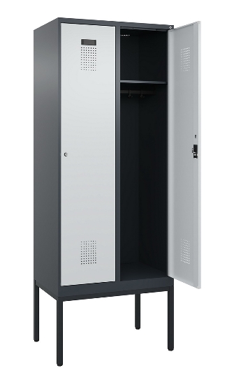 C+P Spind Evolo PLUS 0490307-32 mit Gestell 3 Abt.je 400mm Drehriegel (HxBxT) 2120x1200x815mm 7035/2004