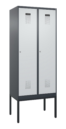 C+P Spind Evolo PLUS 0490307-32 mit Gestell 3 Abt.je 400mm Drehriegel (HxBxT) 2120x1200x815mm 7035/2004
