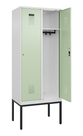 C+P Spind Evolo PLUS 0490307-32 mit Gestell 3 Abt.je 400mm Drehriegel (HxBxT) 2120x1200x815mm 7035/2004
