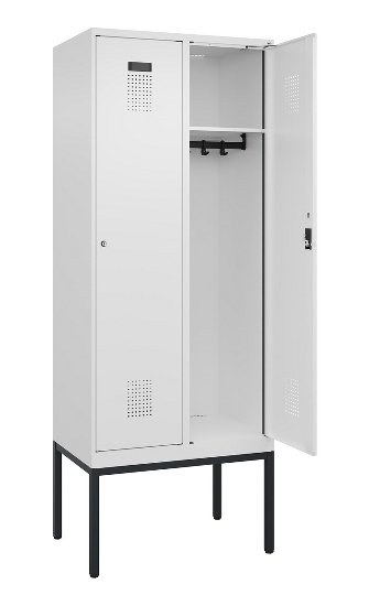 C+P Spind Evolo PLUS 0490307-32 mit Gestell 3 Abt.je 400mm Drehriegel (HxBxT) 2120x1200x815mm 7035/2004