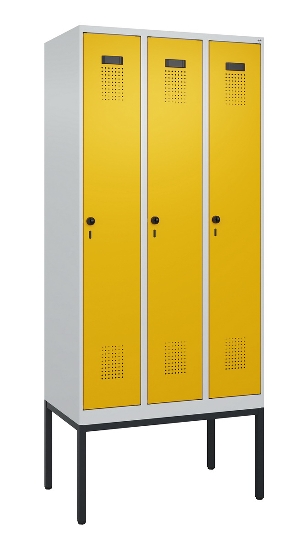 C+P Spind Evolo PLUS 0490307-32 mit Gestell 3 Abt.je 400mm Drehriegel (HxBxT) 2120x1200x815mm 7035/2004