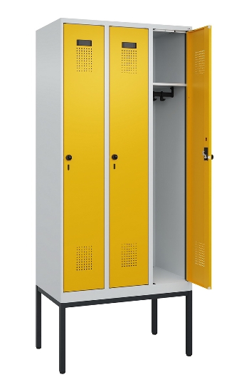 C+P Spind Evolo PLUS 0490307-32 mit Gestell 3 Abt.je 400mm Drehriegel (HxBxT) 2120x1200x815mm 7035/2004