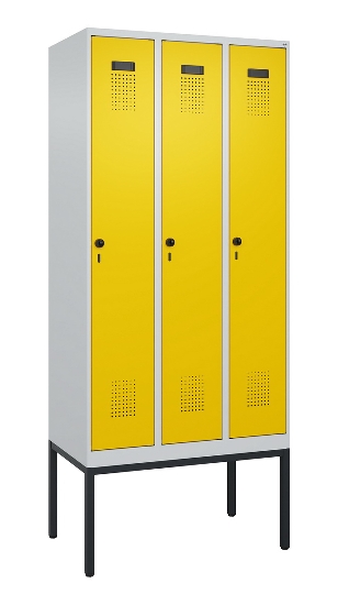 C+P Spind Evolo PLUS 0490307-32 mit Gestell 3 Abt.je 400mm Drehriegel (HxBxT) 2120x1200x815mm 7035/2004