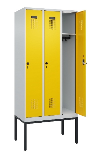 C+P Spind Evolo PLUS 0490307-32 mit Gestell 3 Abt.je 400mm Drehriegel (HxBxT) 2120x1200x815mm 7035/2004